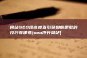 网站SEO 提高搜查引擎蜘蛛爬取的技巧有哪些 (seo提升网站)