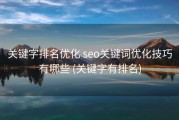 关键字排名优化 seo关键词优化技巧有哪些 (关键字有排名)