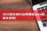 SEO优化的方法有哪些 (seo的优化步骤)