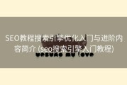 SEO教程搜索引擎优化入门与进阶内容简介 (seo搜索引擎入门教程)