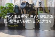 为什么企业需要独立网站？塑造品牌、提升信赖度与数据安全的五大优势