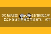2024透明挂！wepoker如何提高胜率【2024详细讲解确实有挂技巧】-知乎