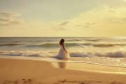 海边的梦幻邂逅：二次元少女身着白色连衣裙演绎浪漫风情