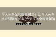 今天头条全网搜查用法引见 今天头条搜查引擎好用吗 (今天头条全网最新消息)