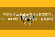 实测交流WePoKer开挂会被发现吗，AAPOKER原来是真的有挂（有挂教程）-知乎