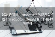 2024透明挂！wepoker俱乐部怎么打胜率高&quot;-2024新研发黑科技-哔哩哔哩
