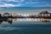 在seo中如何优化网站中的图片和视频 (在seo中如何理解内容为王)