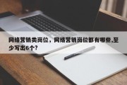 网络营销类岗位，网络营销岗位都有哪些,至少写出6个?