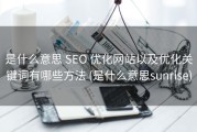 是什么意思 SEO 优化网站以及优化关键词有哪些方法 (是什么意思sunrise)
