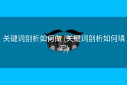 关键词剖析如何做 (关键词剖析如何填写)