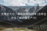怎样全方位了解和剖析一团体 (怎样全方位了解新质生产力)