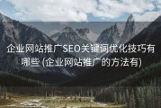 企业网站推广SEO关键词优化技巧有哪些 (企业网站推广的方法有)