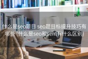 什么是seo题目 seo题目标提升技巧有哪些 (什么是seo和sem有什么区别)