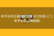 新手如何正确自学SEO SEO快速入门 (新手如何正确抽烟)
