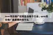 sem竞价推广比较适合哪个行业，sem竞价推广最重要的是什么