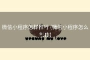 微信小程序怎样推行 (微信小程序怎么制作)