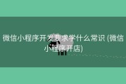 微信小程序开发要求学什么常识 (微信小程序开店)