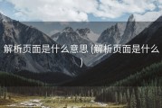 解析页面是什么意思 (解析页面是什么)
