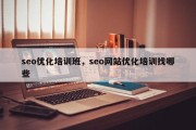seo优化培训班，seo网站优化培训找哪些