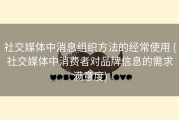 社交媒体中消息组织方法的经常使用 (社交媒体中消费者对品牌信息的需求满意度)