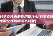 共享文件夹的作用是什么 (共享文件夹的文件被删怎么找回)