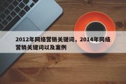 2012年网络营销关键词，2014年网络营销关键词以及案例