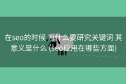 在seo的时候 为什么要研究关键词 其意义是什么 (seo应用在哪些方面)