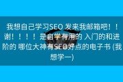 我想自己学习SEO 发来我邮箱吧！！谢！！！！是自学有用的 入门的和进阶的 哪位大神有SEO好点的电子书 (我想学一)