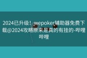 2024已升级！wepoker辅助器免费下载@2024攻略原来是真的有挂的-哔哩哔哩