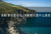 求解 索引是什么 (求解索引是什么意思)