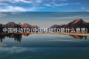 中国移动TD (中国移动TD是什么意思)