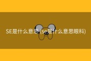 SE是什么意思 (se是什么意思眼科)