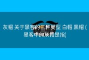 灰帽 关于黑客的三种类型 白帽 黑帽 (黑客中的灰帽是指)