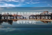 的英文缩写 其在不同领域中的应用和含义是什么 软件工程 作为 SE (的英文缩写其它单词)