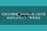玩家实测教程“wepoker私人局究竟有挂吗!太坑人了“原来有挂