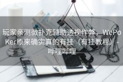 玩家亲测微扑克辅助透视作弊，WePoKer原来确实真的有挂（有挂教程）-哔哩哔哩