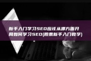 新手入门学习SEO应该从哪方面开局 如何学习SEO (股票新手入门教学)