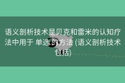 语义剖析技术是贝克和雷米的认知疗法中用于 单选 的方法 (语义剖析技术包括)