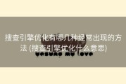 搜查引擎优化有哪几种经常出现的方法 (搜查引擎优化什么意思)