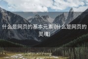 什么是网页的基本元素 (什么是网页的灵魂)