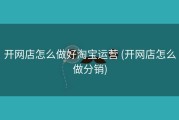 开网店怎么做好淘宝运营 (开网店怎么做分销)