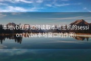 本地vb程序如何读取本地主机的session? (vba本地窗口的作用)