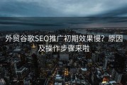 外贸谷歌SEO推广初期效果慢？原因及操作步骤来啦