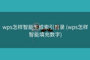 wps怎样智能生成索引目录 (wps怎样智能填充数字)