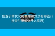 搜查引擎优化的战略和方法有哪些? (搜查引擎优化什么意思)