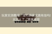 玩家实测教程“龙行麻将究竟有挂吗!太坑人了“原来有挂