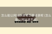 怎么能让网站快速被百度收录呢 (怎么能让网站进不去)