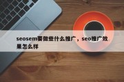 seosem要做些什么推广，seo推广效果怎么样