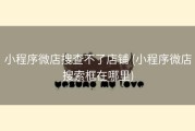 小程序微店搜查不了店铺 (小程序微店搜索框在哪里)