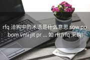 rfq 洽购中的术语是什么意思 sow po bom vmi jit pr ... 如 rfi (rfq 采购)